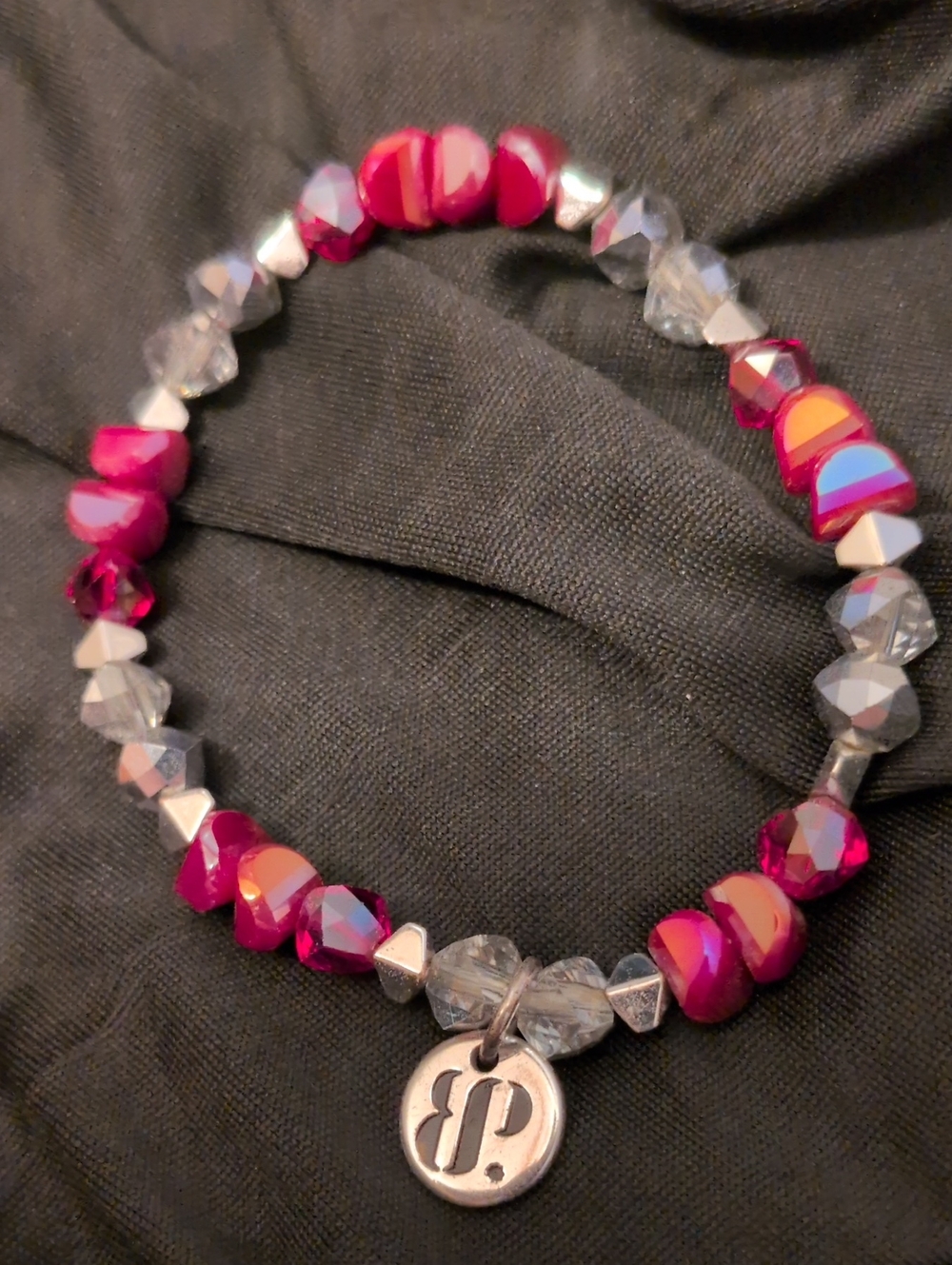 Bomb Party Red Beaded Charm Bracelet with Silver Accent